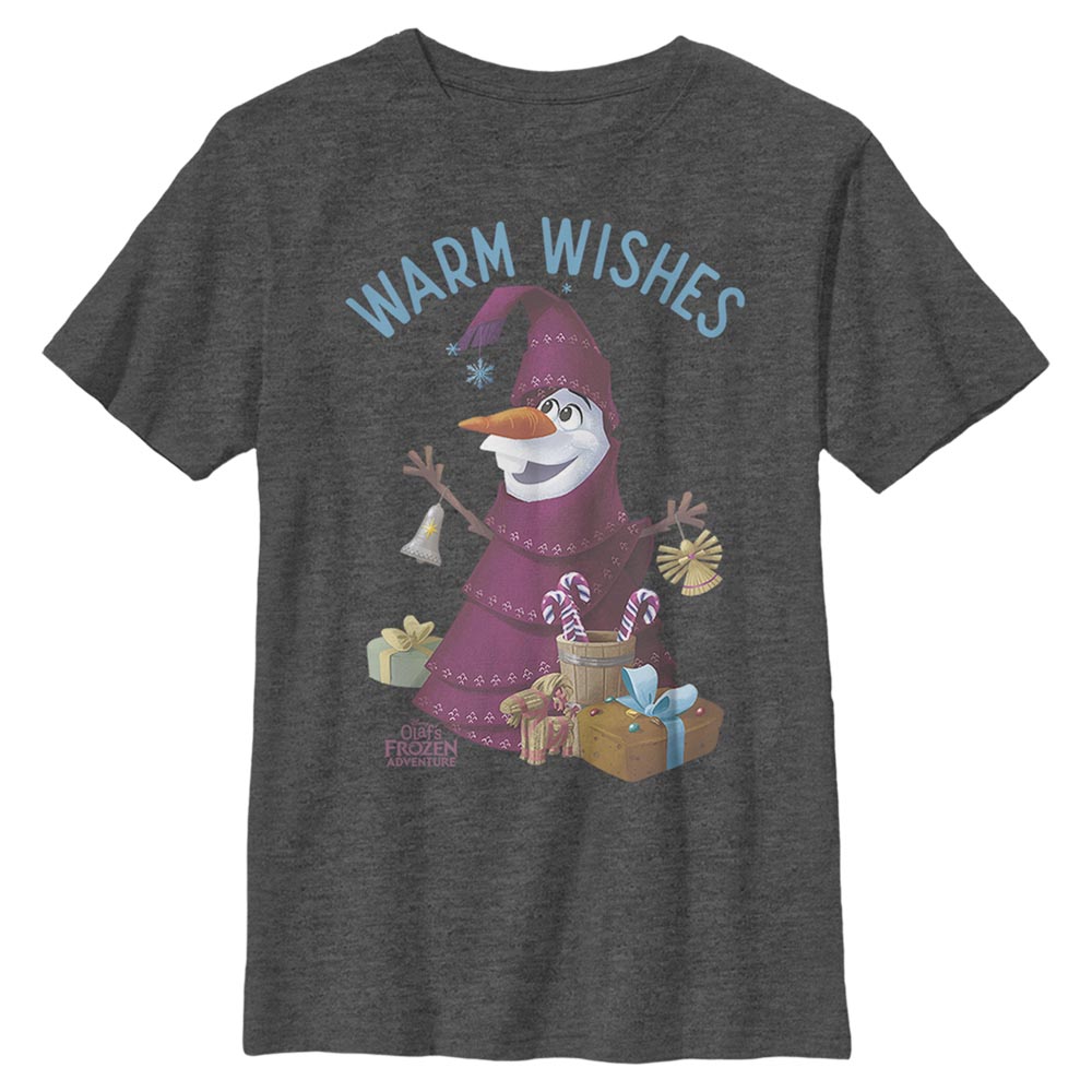 Aperçu: Disney - La Reine des neiges - Olaf Wishes - Enfant T-shirt - Anthracite chiné - Devant