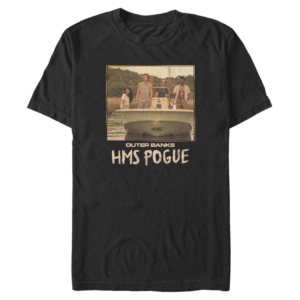 Aperçu: Netflix - Outer Banks - Skupina Pogue Square - Homme T-shirt - Noir - Devant