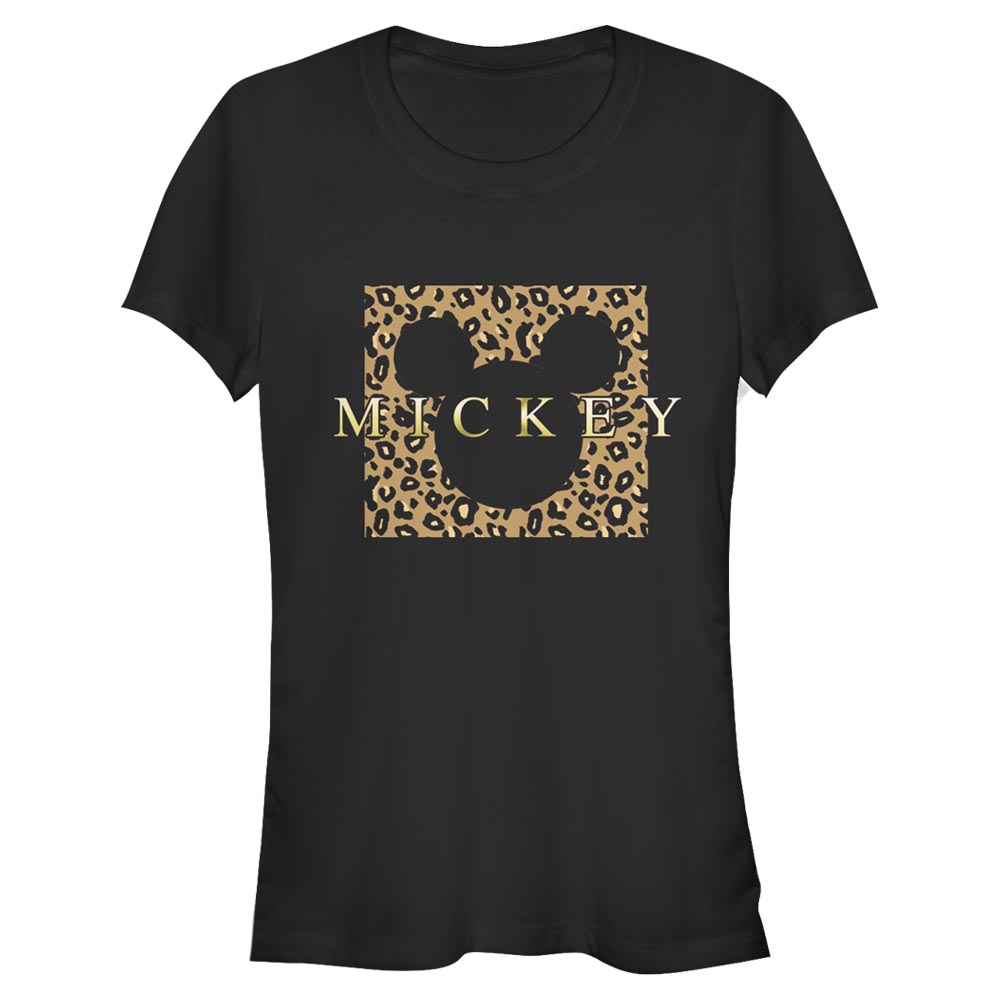 Aperçu: Disney Classics - Mickey Mouse - Minnie Mouse Leopard Square Mick - Femme T-shirt - Noir - Devant