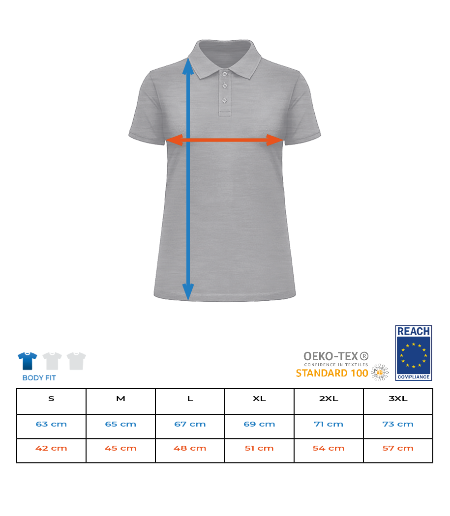Polo Femme Slim Fit - Tableau des tailles