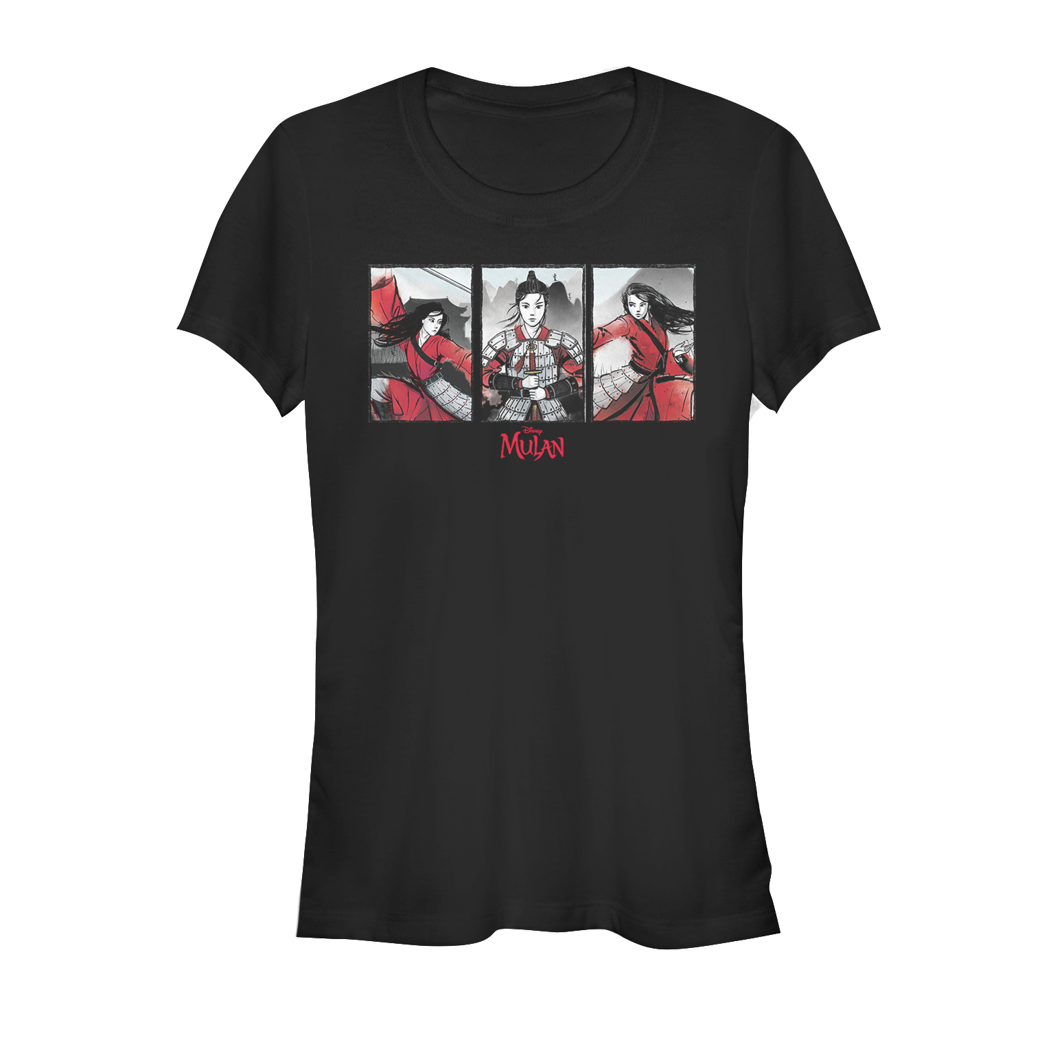 Aperçu: Disney - Atlantide l'empire perdu - Mulan Floral Boxed - Femme T-shirt - Noir - Devant