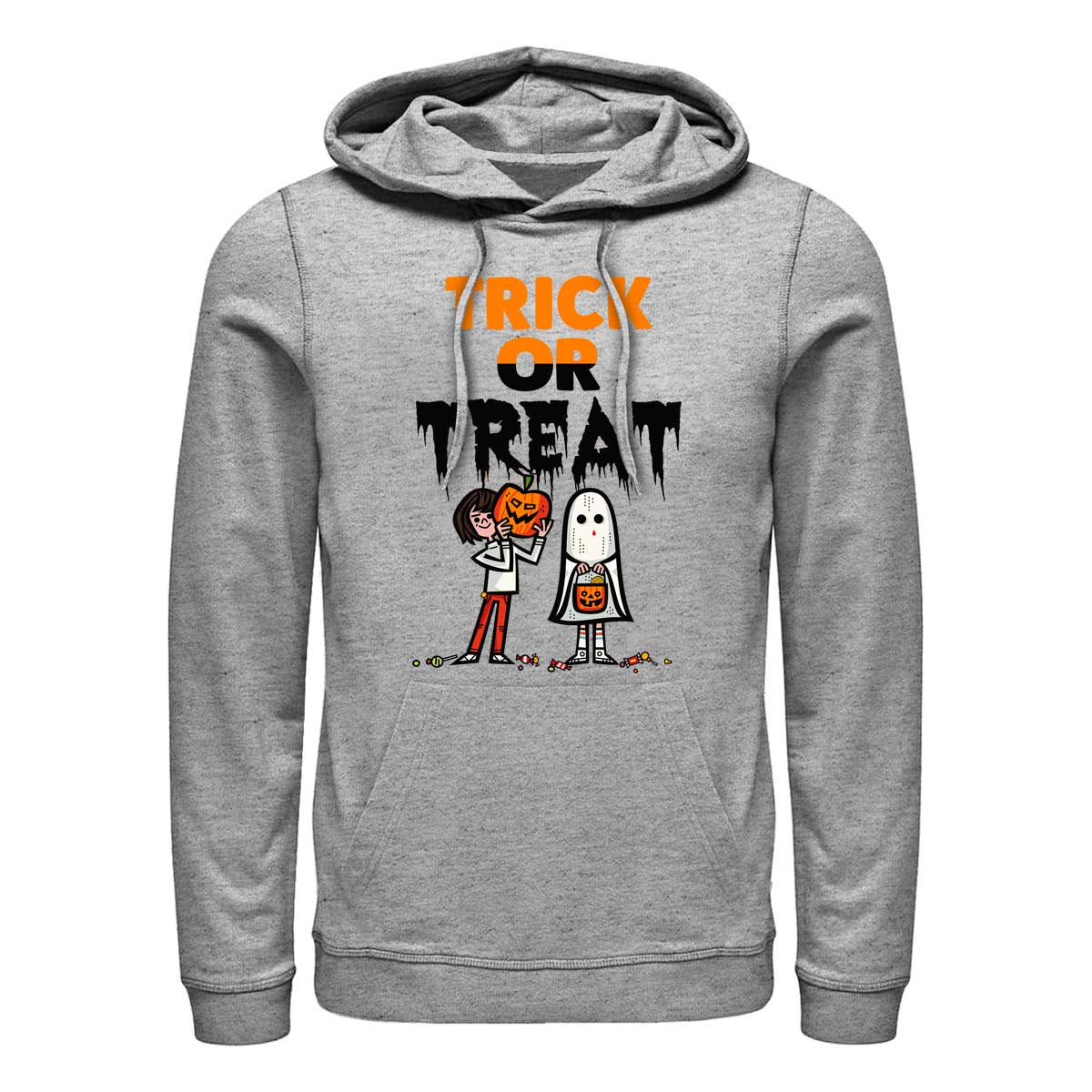 Aperçu: Netflix - Stranger Things - Skupina Trick or Treat - Halloween - Unisex Sweat à capuche - Gris chiné - Devant