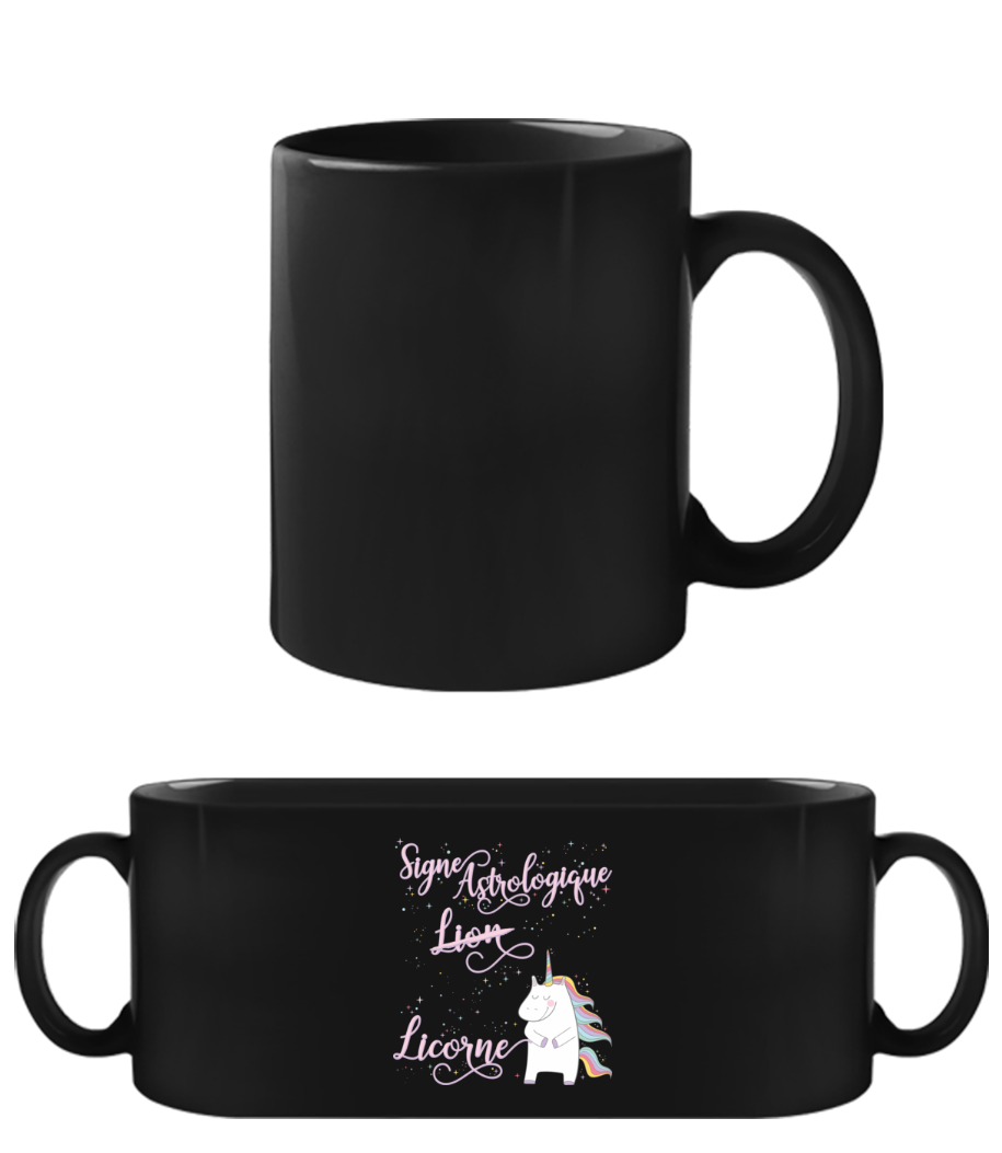 Signe Astrologique Licorne Lion · Tasse Noire