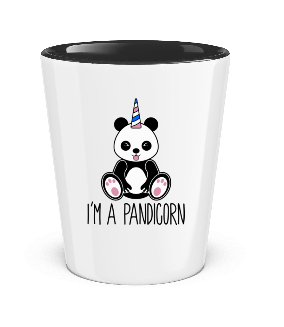 Aperçu: Im A Pandicorn - Verre à shot bicolore - Blanc / Noir - Devant