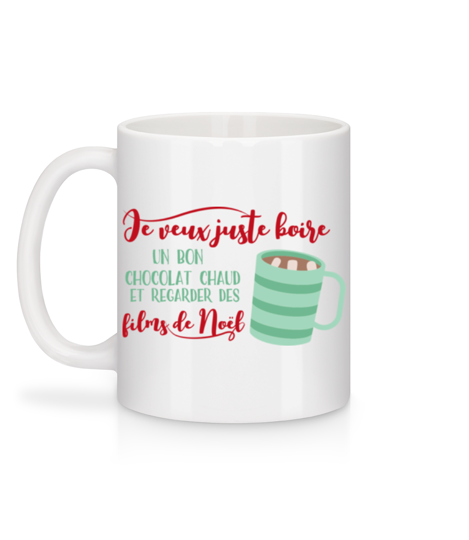 Aperçu: Je Veux Juste Boire Un Bon Chocolat - Mug en céramique blanc - Blanc - Derrière