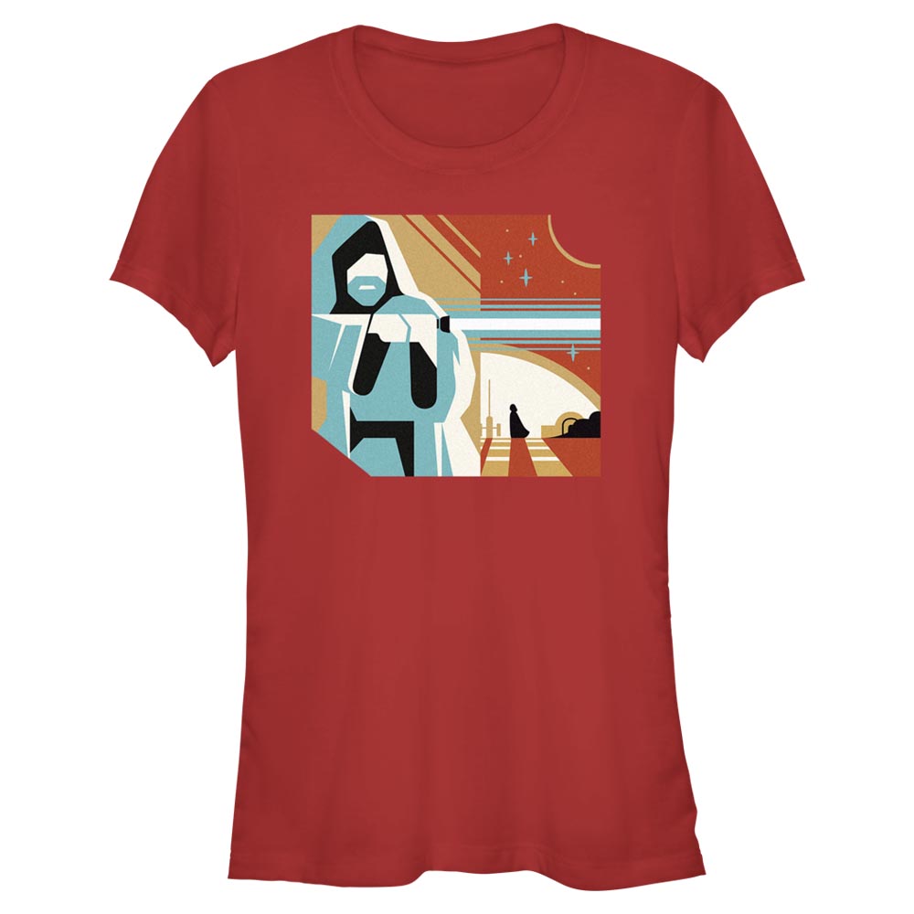 Vorschau: Star Wars - Obi-Wan Kenobi - Obi-Wan Kenobi & Darth Vader Geometric Obi Wan - Frauen T-Shirt - Rot - Vorne