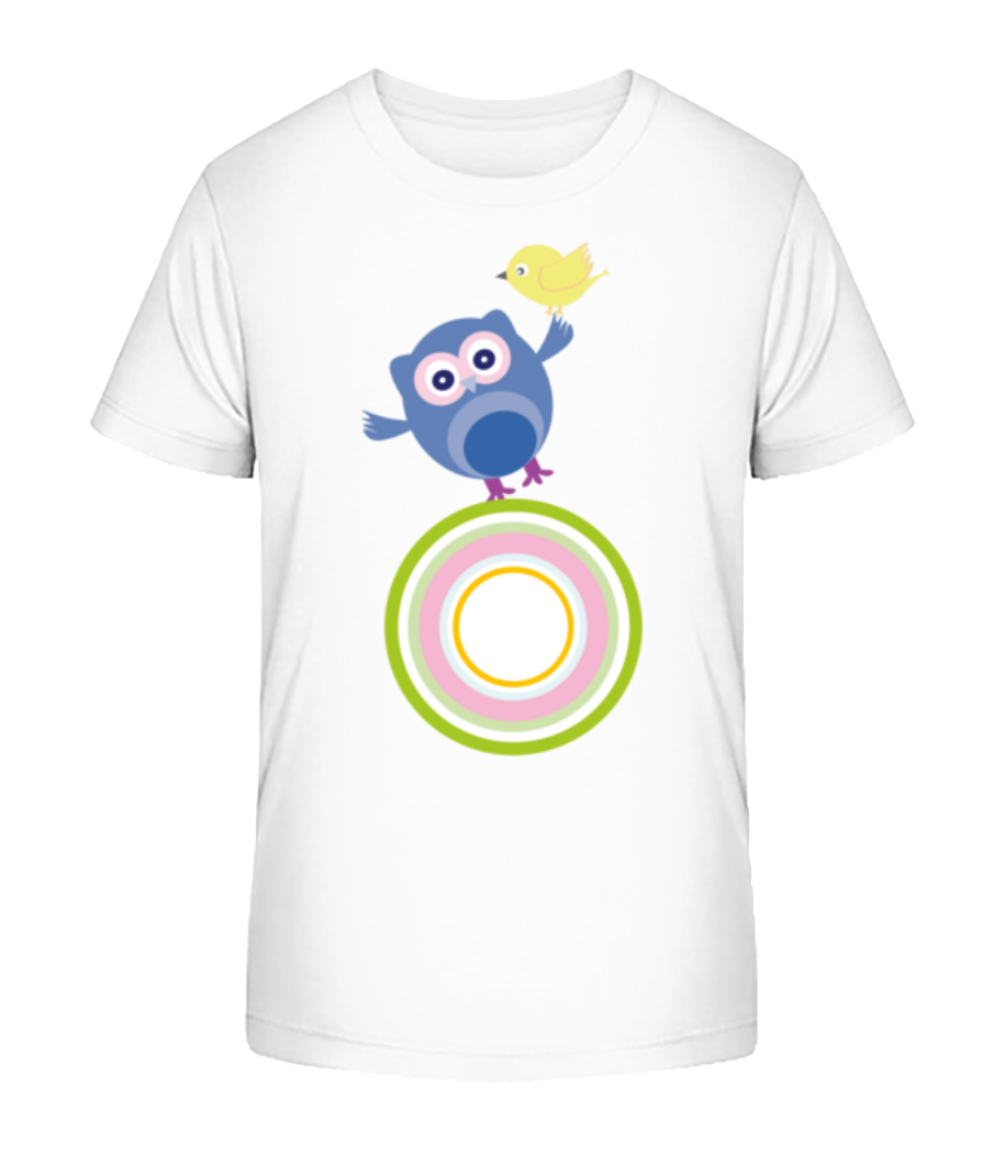 Aperçu: Hibou Et Un Oiseaux - T-shirt bio Enfant Stanley Stella 2.0 - Blanc - Devant