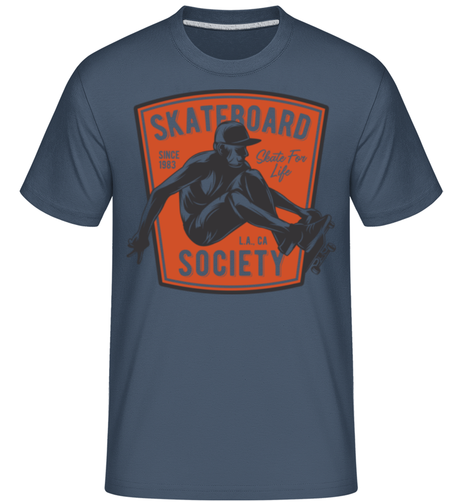 Aperçu: Skateboard Society -  T-Shirt Shirtinator homme - Bleu denim - Devant