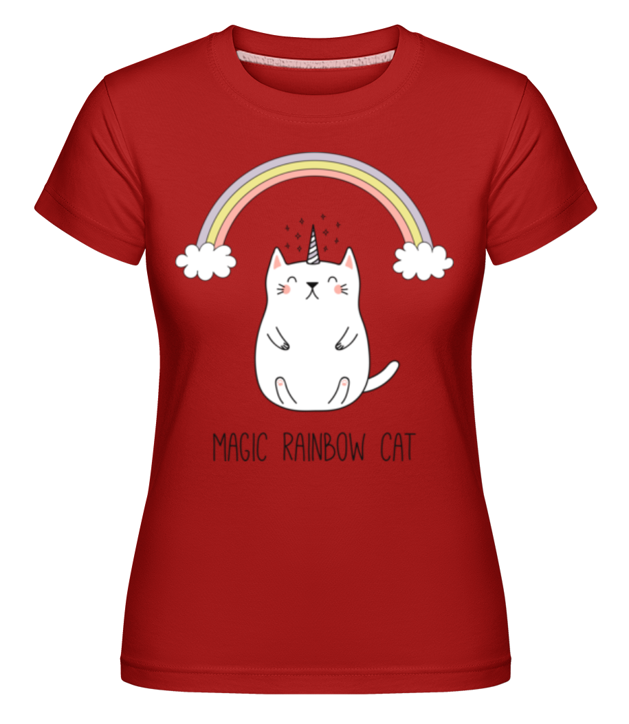 Aperçu: Magic Rainbow Cat -  T-shirt Shirtinator femme - Rouge - Devant