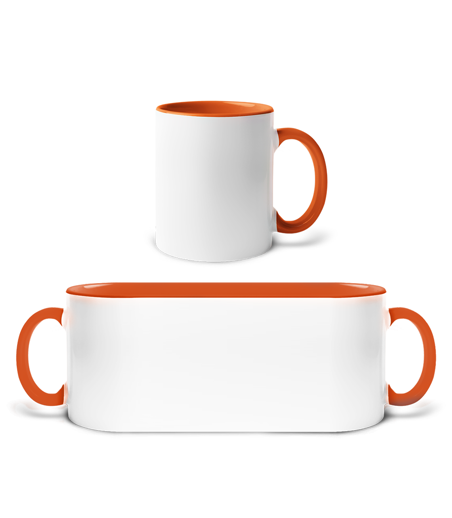 Aperçu: Mug bicolore en céramique - intérieur de couleur - Blanc / Orange - Devant