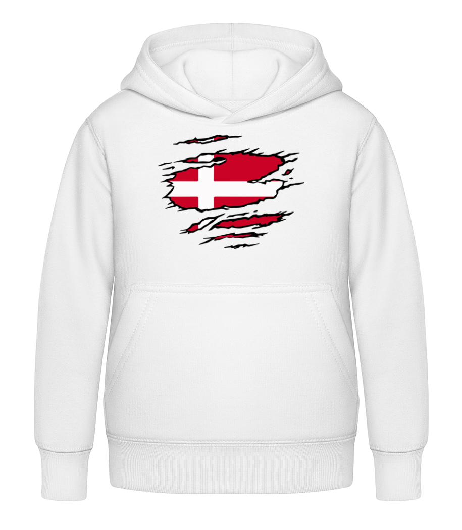 Aperçu: Flag rué Danemark - Sweat à capuche Enfant - Blanc - Devant