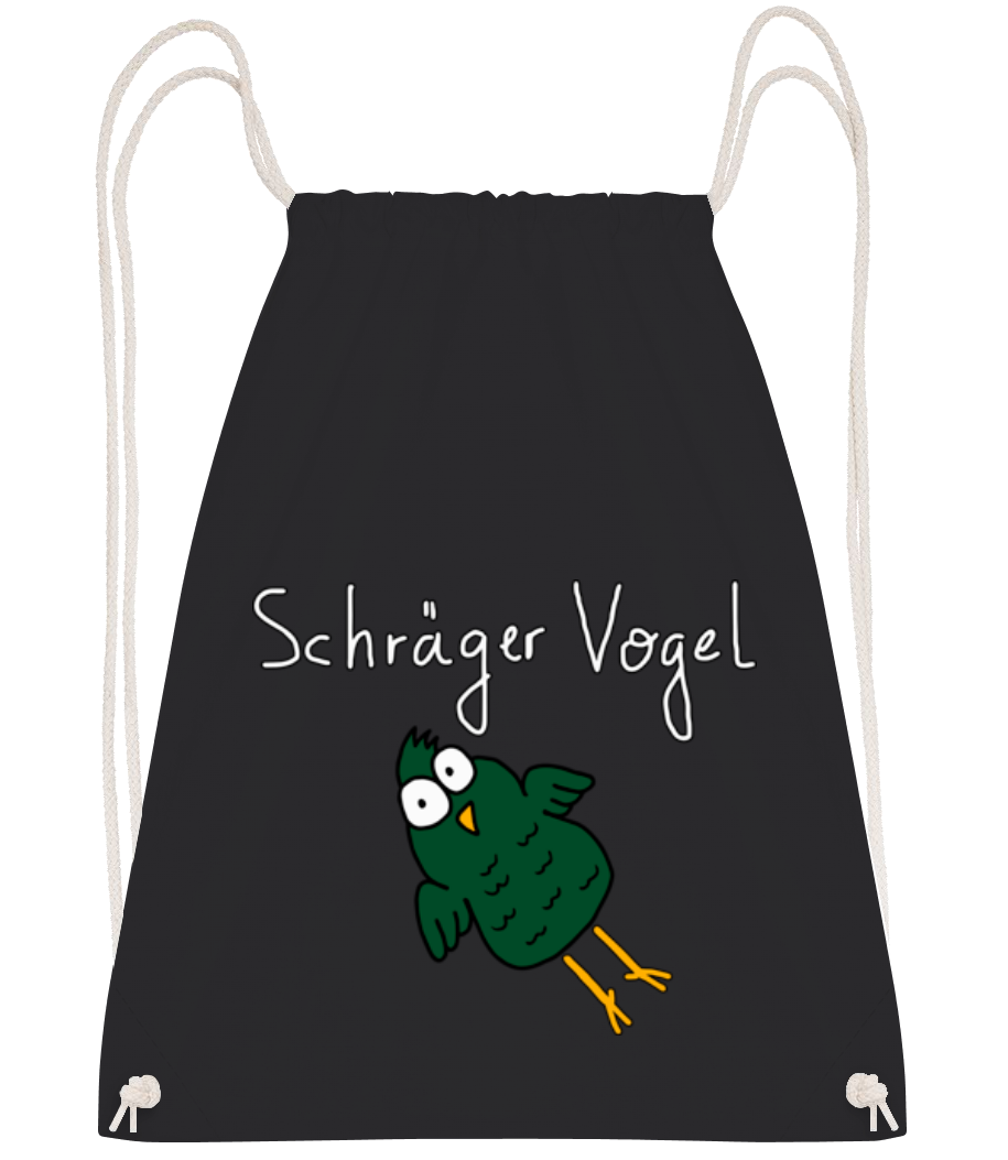 Vorschau: Schräger Vogel - Turnbeutel - Schwarz - Vorne