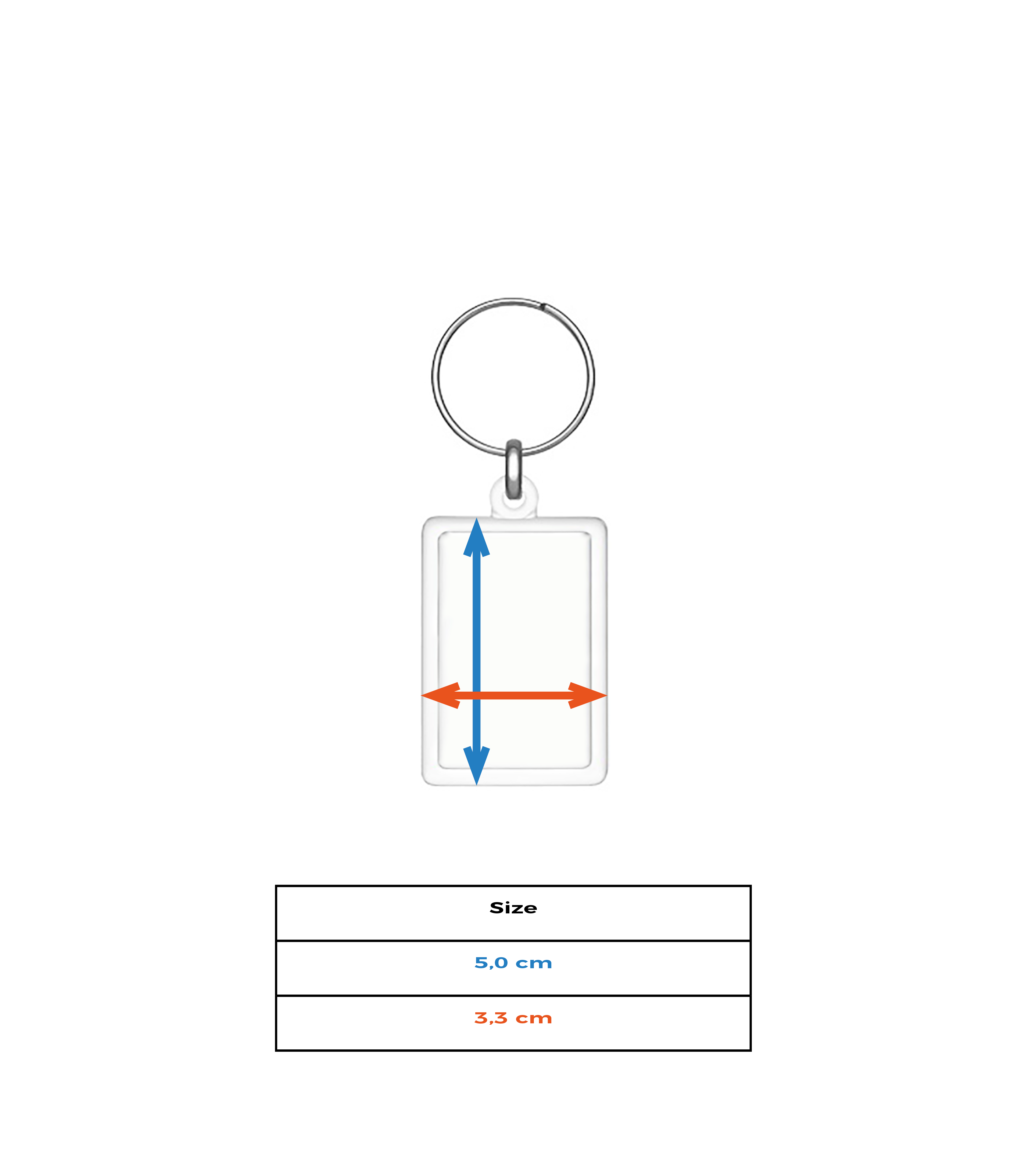 Porte-clé - Tableau des tailles