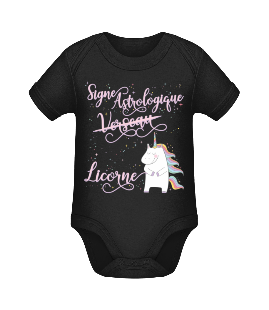 Signe Astrologique Licorne Verseau · Body manches courtes bio