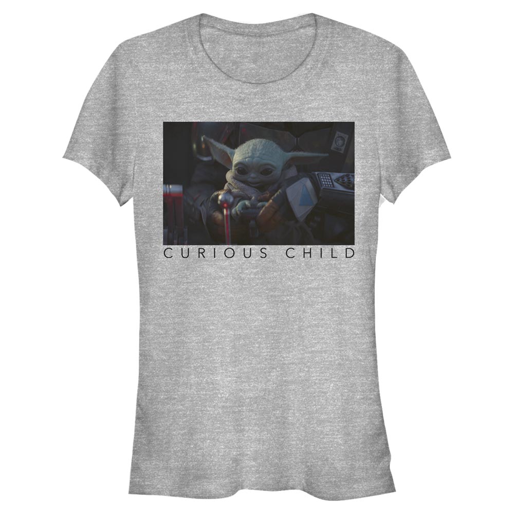 Aperçu: Star Wars - The Mandalorian - The Child Curious Photo - Femme T-shirt - Gris chiné - Devant