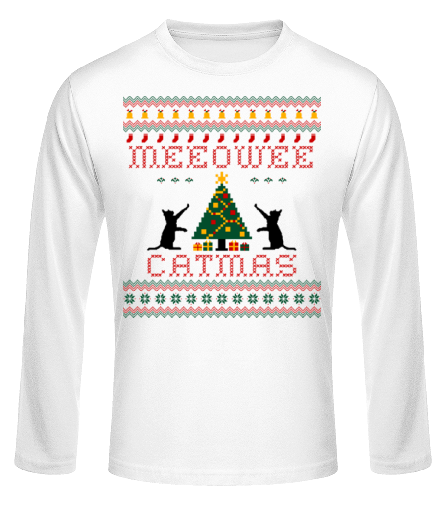 Aperçu: MEEOWEE Catmas - T-shirt à manches longues standard Homme - Blanc - Devant
