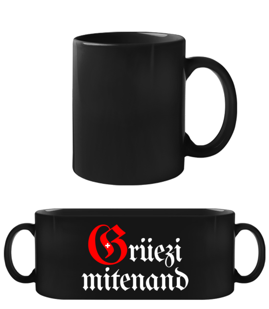 Grüezi Mitenand - Schwarze Tasse - Schwarz - Vorne