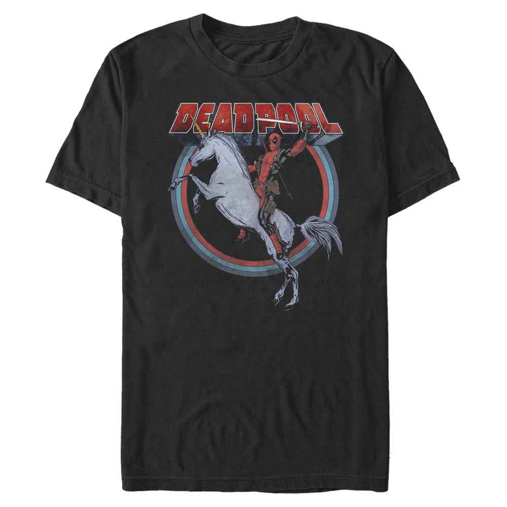 Aperçu: Marvel - Deadpool - Deadpool On Unicorn - Homme T-shirt - Noir - Devant