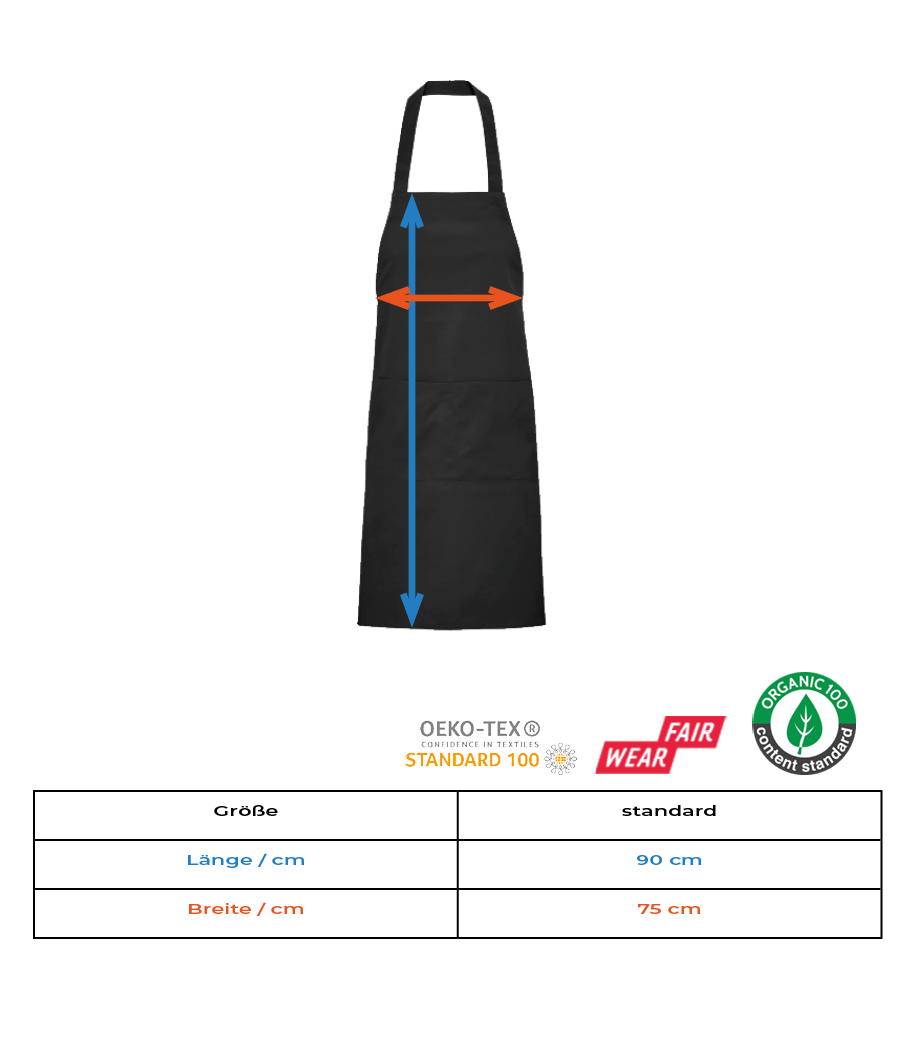 Aperçu: Tablier bio - Tableau des tailles