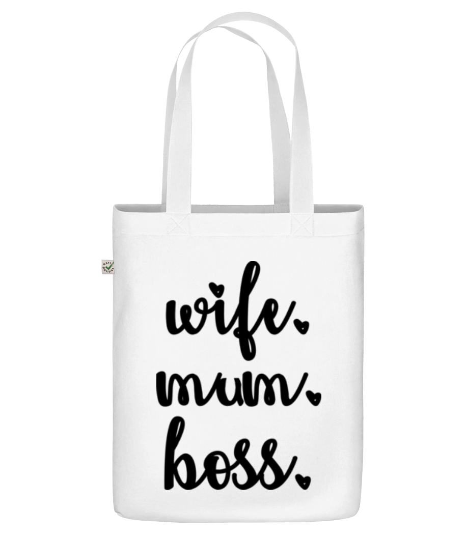 Motif Wife Mum Boss · Sac en toile bio