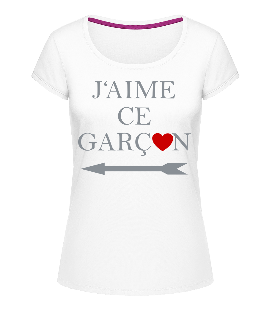 J'Aime Ce Garçon · T-shirt col en U Femme