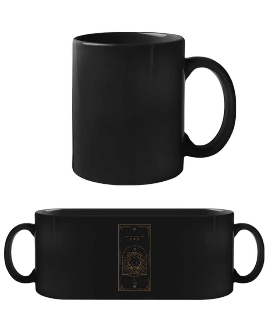 Art Déco Signe Astrologique Lion · Tasse Noire