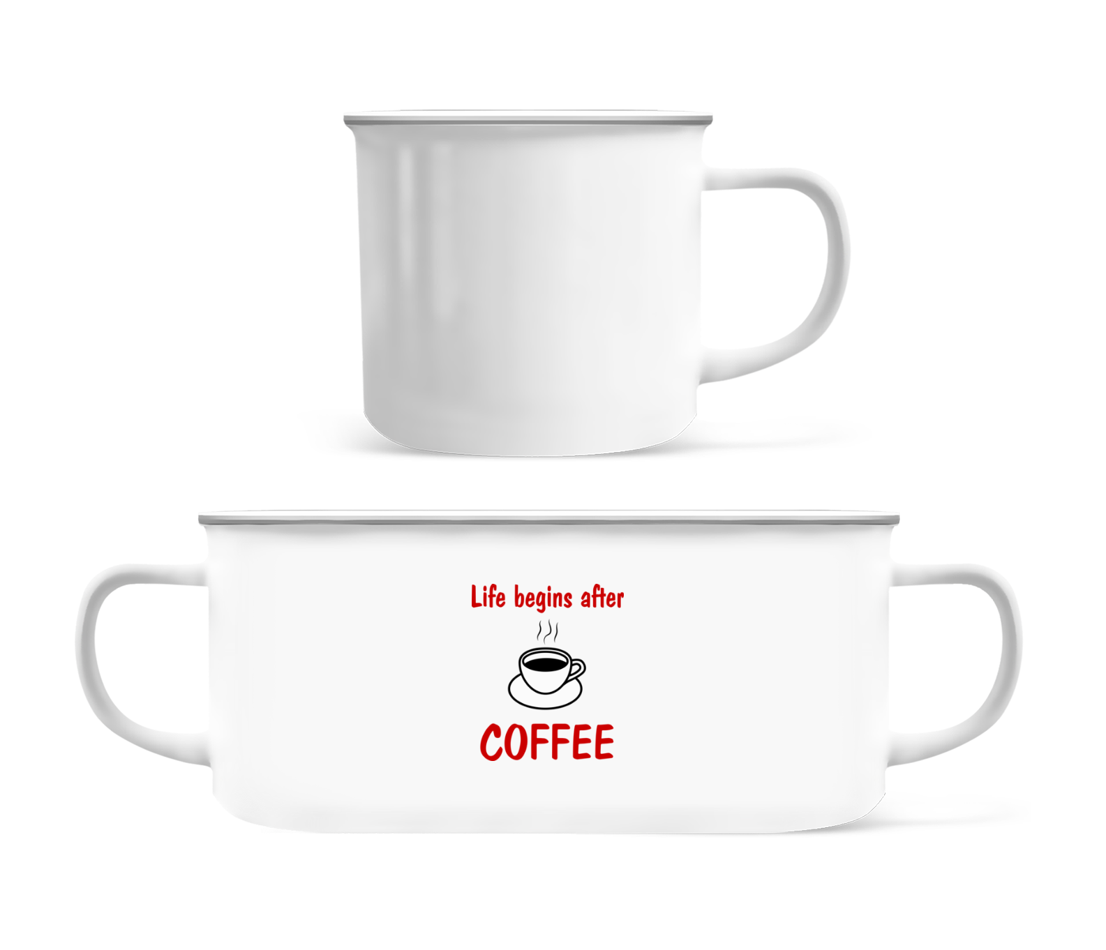 Life Begins After Coffee · Tasse Émaillée