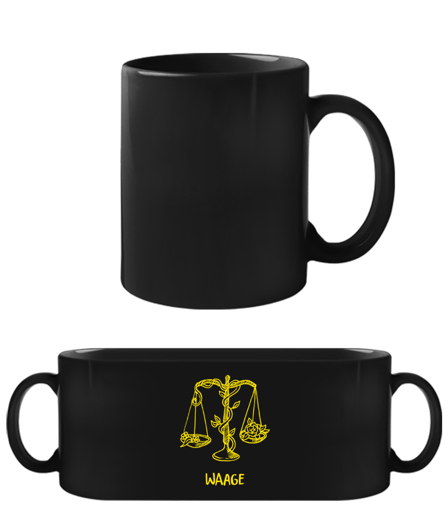 Kritzel Stil Sternzeichen Waage · Schwarze Tasse