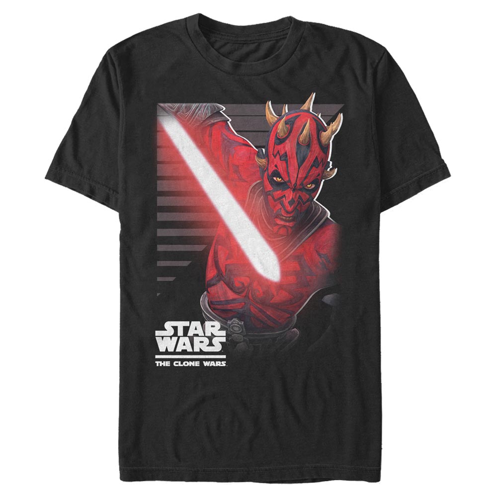 Vorschau: Star Wars - The Clone Wars - Darth Maul Maul Strikes - Männer T-Shirt - Schwarz - Vorne