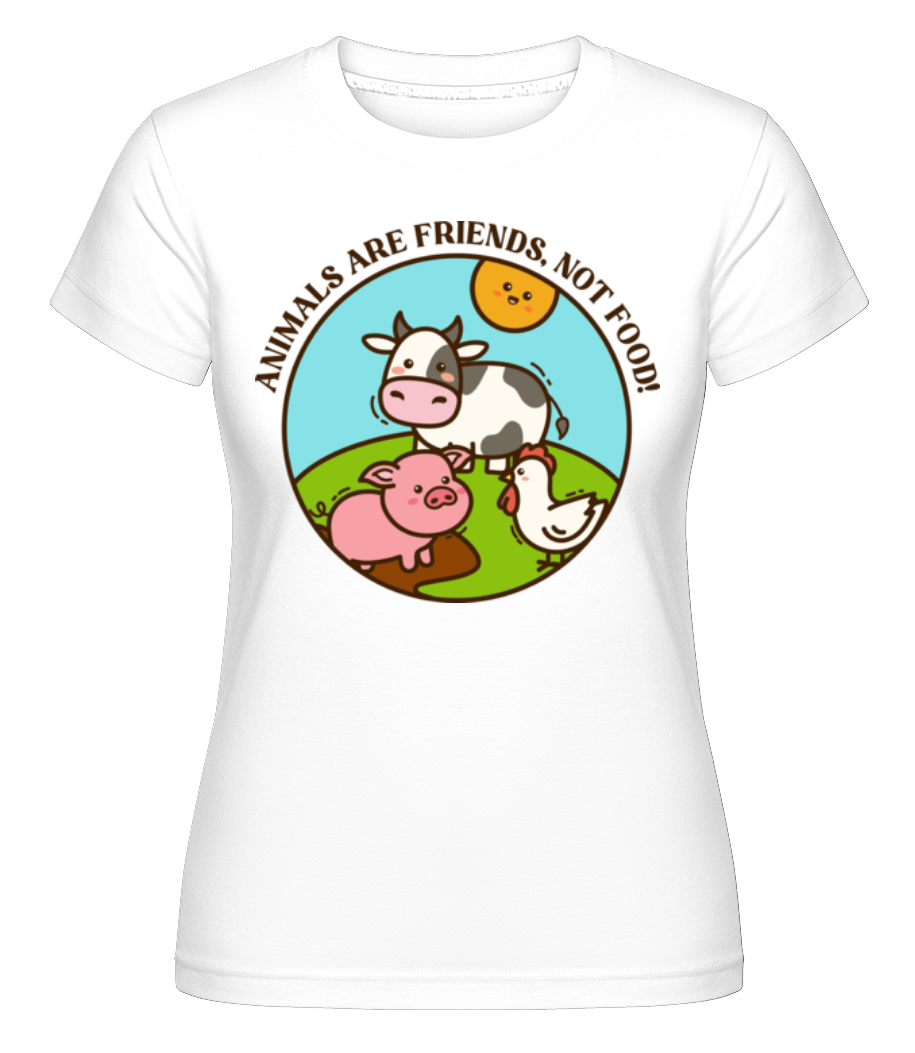 Aperçu: Animals Are Friends Not Food -  T-shirt Shirtinator femme - Blanc - Devant
