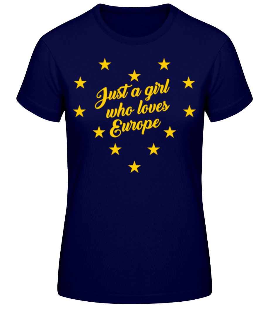 EU Flag Stars Girl Loves Europe - T-shirt standard Femme - Bleu marine - Devant