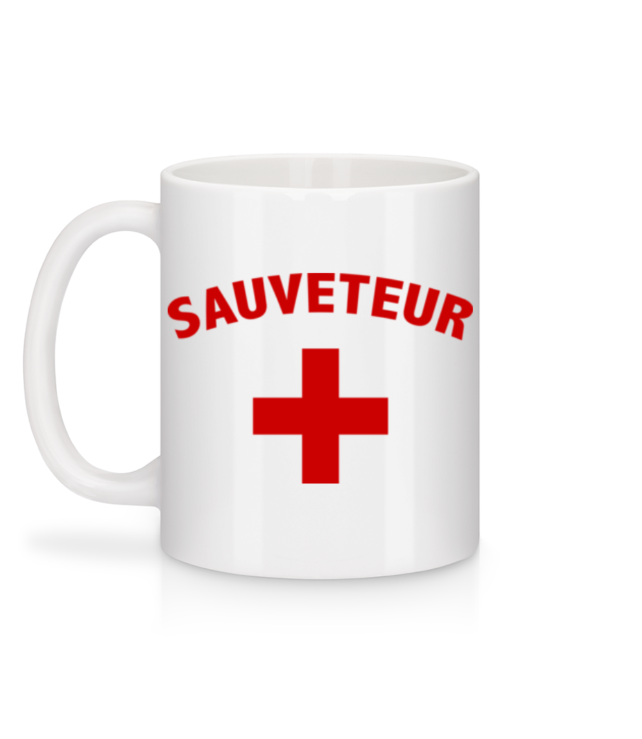 Aperçu: Sauveteur - Mug en céramique blanc - Blanc - Derrière