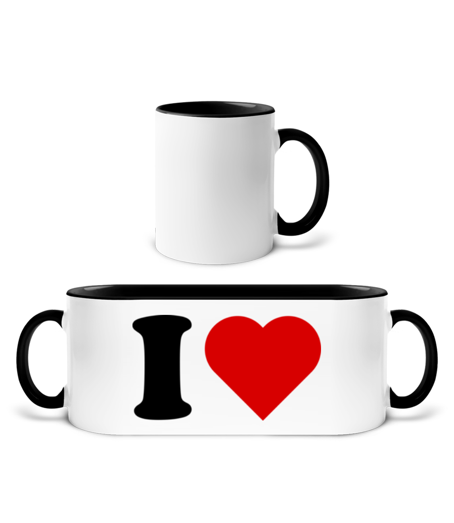 I Love · Mug bicolore en céramique - intérieur de couleur