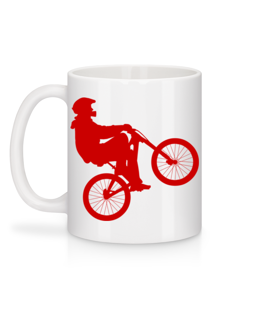 Cycliste Wheelie - Mug en céramique blanc - Blanc - Derrière