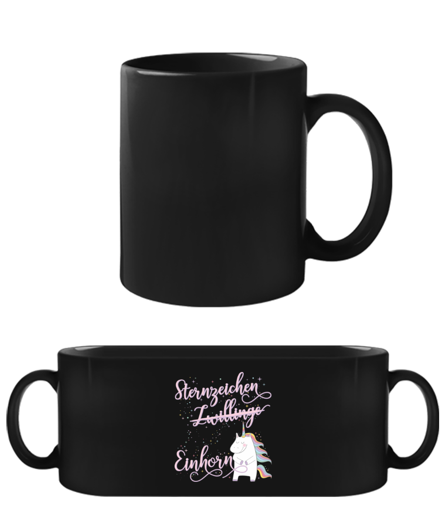 Sternzeichen Einhorn Zwilling · Schwarze Tasse