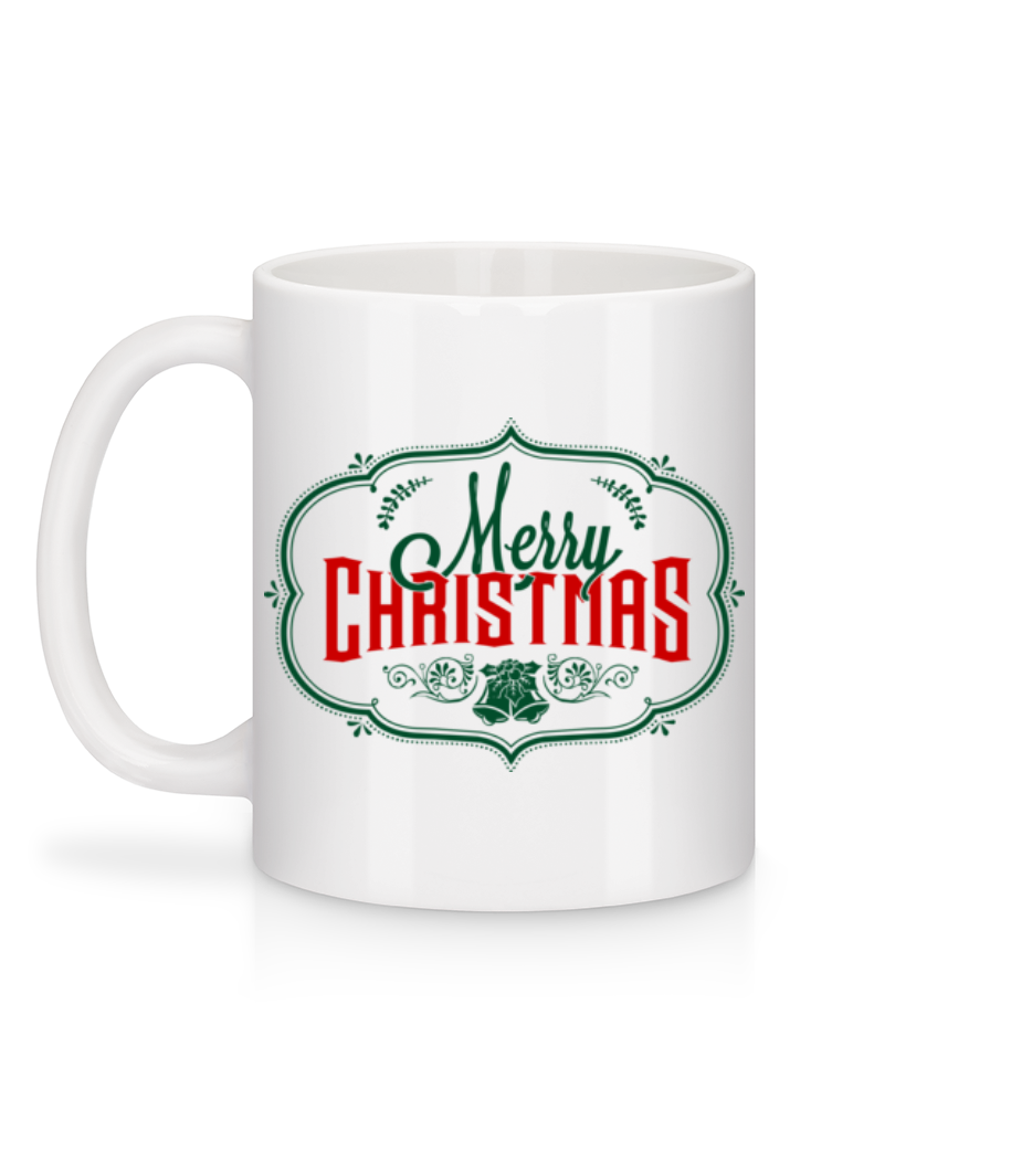 Merry Christmas Deer Label - Mug en céramique blanc - Blanc - Derrière