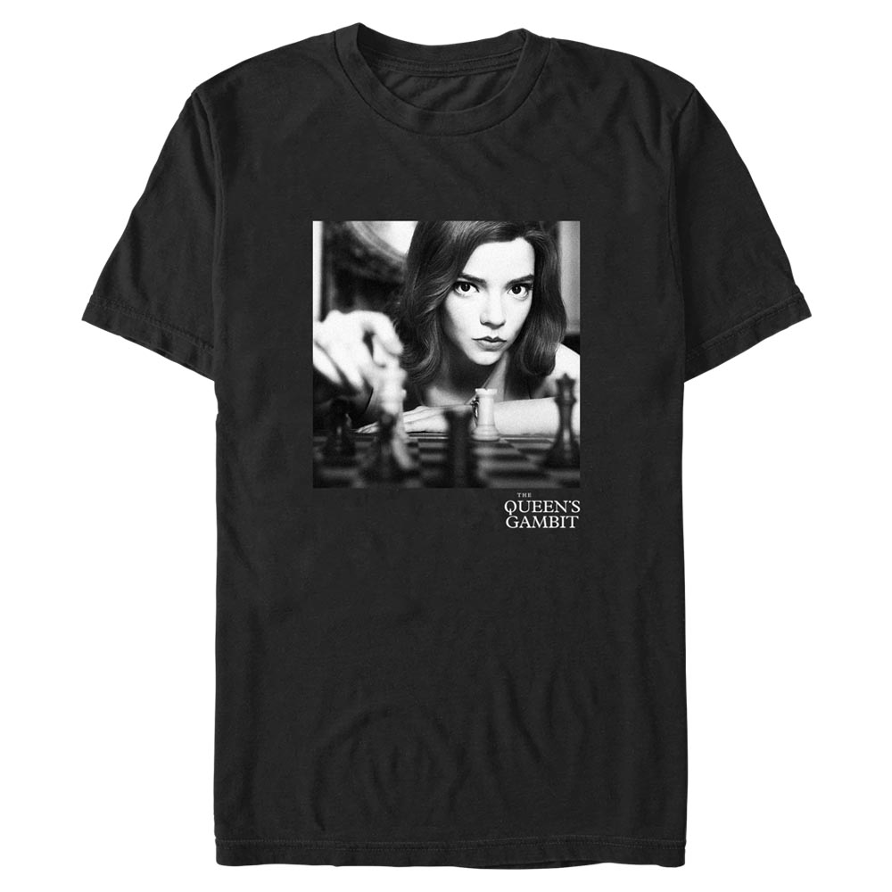 Aperçu: Netflix - Le jeu de la dame - Beth Harmon Checkmate Photo Real - Homme T-shirt - Noir - Devant