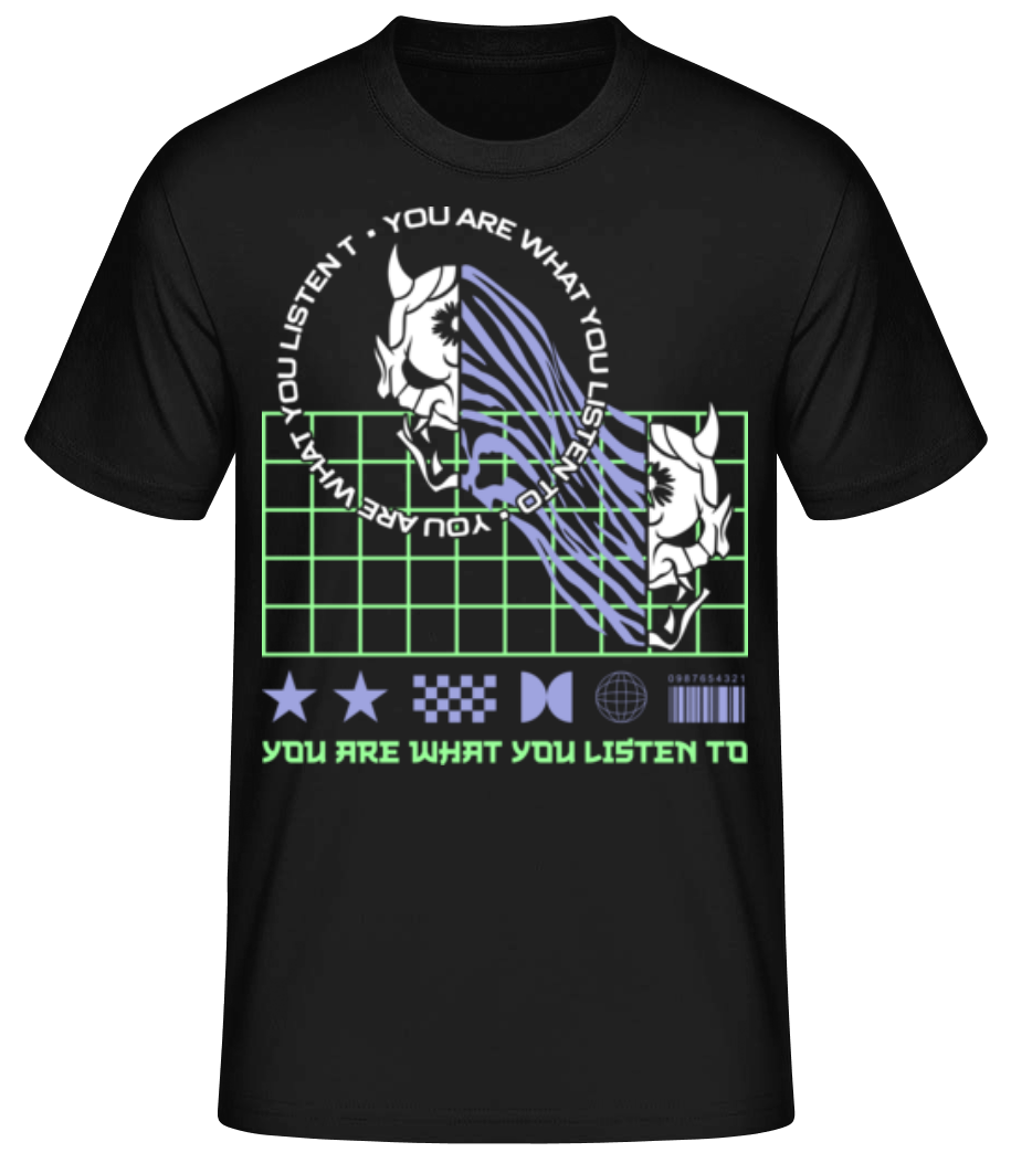 Vorschau: You Are What You Listen To - Männer Basic T-Shirt - Schwarz - Vorne