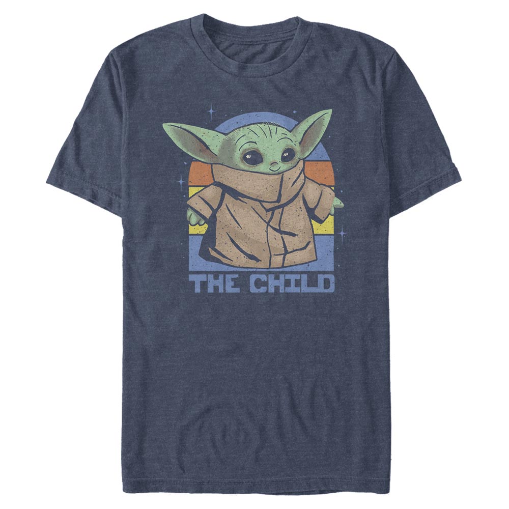 Aperçu: Star Wars - The Mandalorian - Yoda Child and Sunset - Homme T-shirt - Bleu marine chiné - Devant