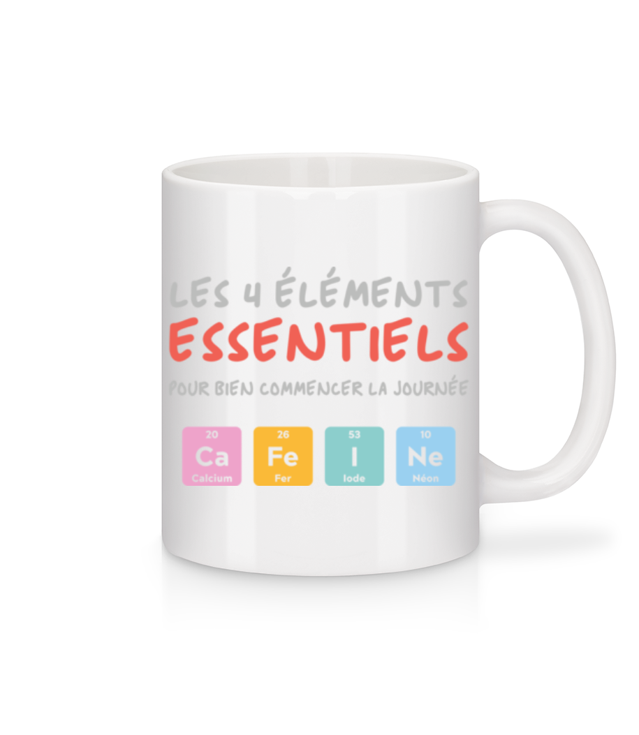 Les 4 Éléments Essentiels · Mug en céramique blanc