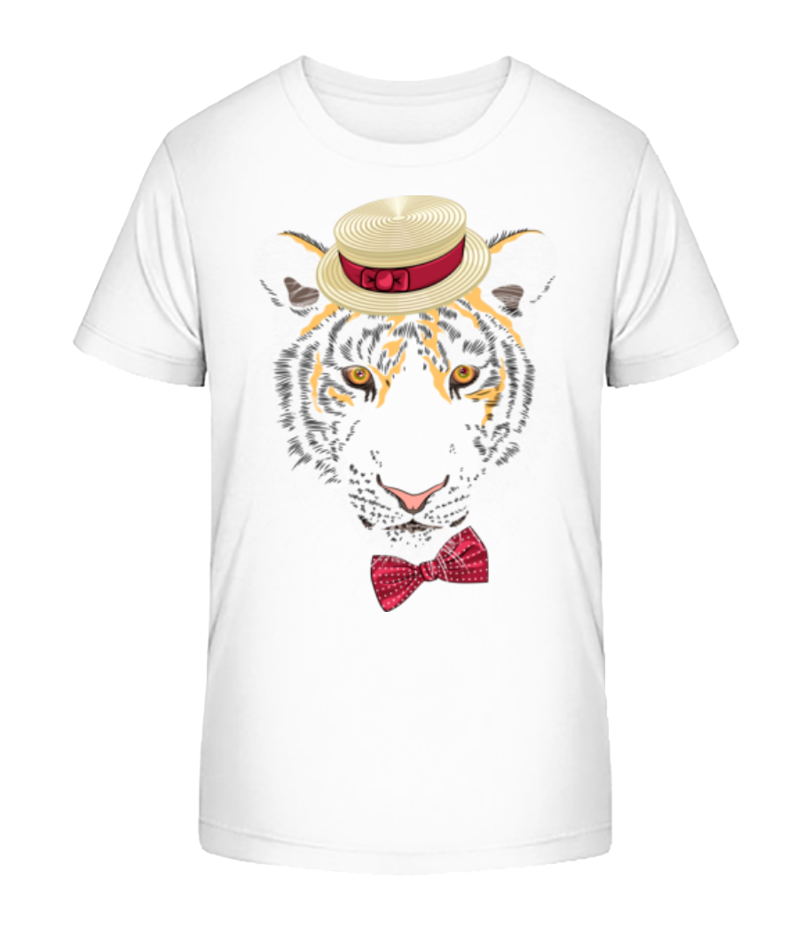 Tiger With Hat - T-shirt bio Enfant Stanley Stella 2.0 - Blanc - Devant