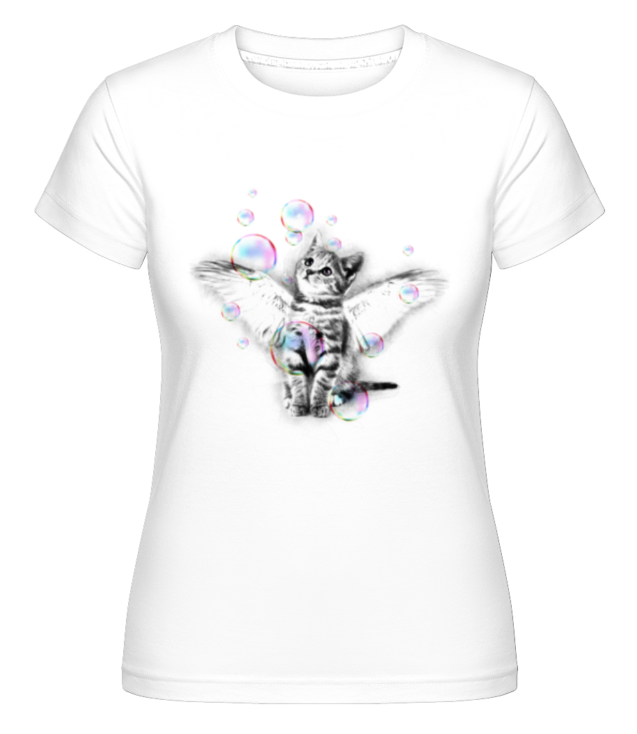 Aperçu: Chat Bulle De Savon -  T-shirt Shirtinator femme - Blanc - Devant