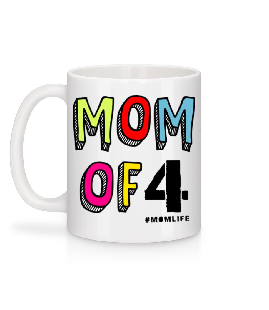 Mom Of 4 Momlife - Mug en céramique blanc - Blanc - Derrière