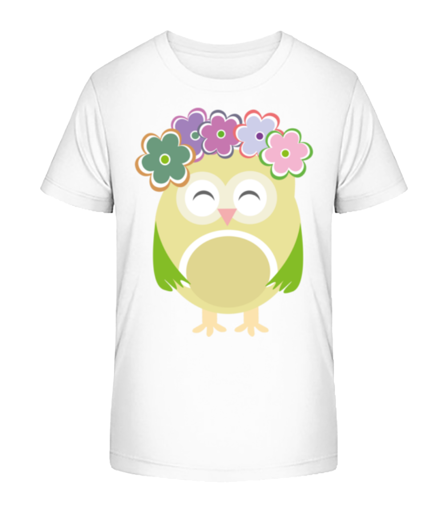 Aperçu: Hibou Avec Fleurs - T-shirt bio Enfant Stanley Stella 2.0 - Blanc - Devant