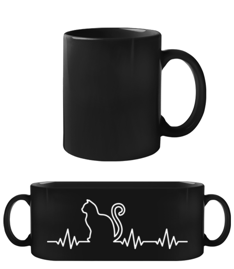 Herzschlag Katze · Schwarze Tasse