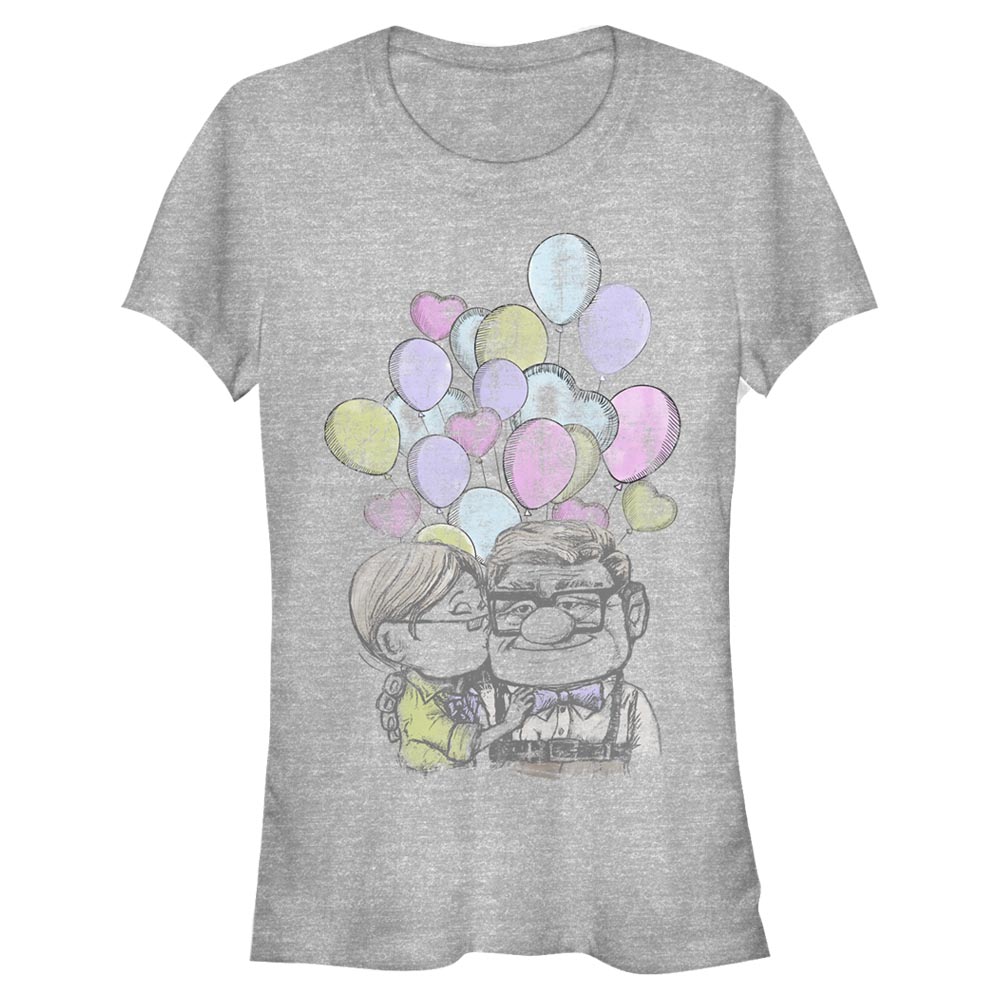 Aperçu: Disney - Là-haut - Carl & Ellie Love Up - Femme T-shirt - Gris chiné - Devant