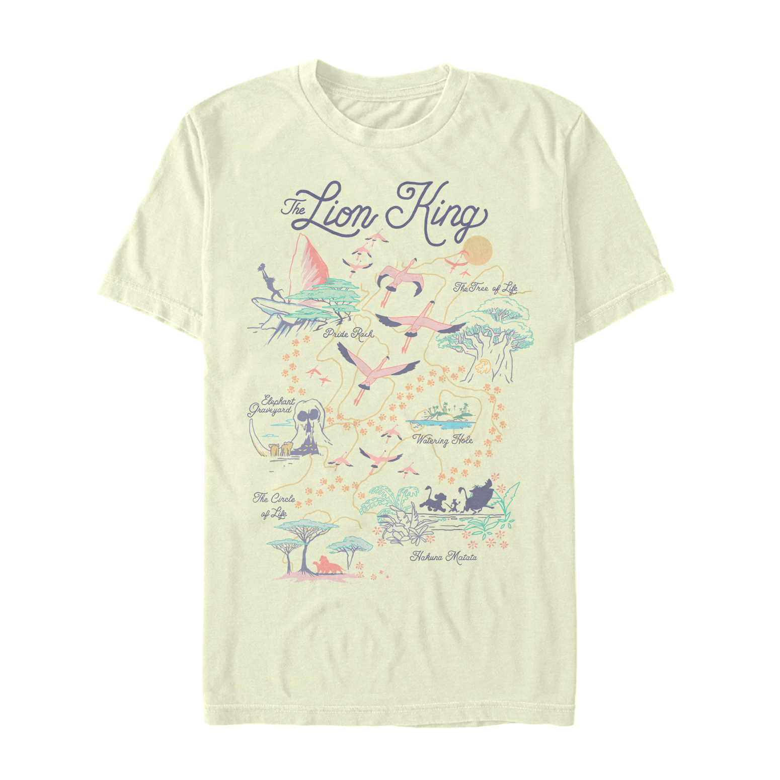 Disney - Le Roi lion - Photo de groupe Map of the World - Homme T-shirt