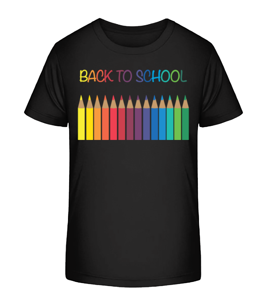 Aperçu: Back To School - Crayons - T-shirt bio Enfant Stanley Stella 2.0 - Noir - Devant