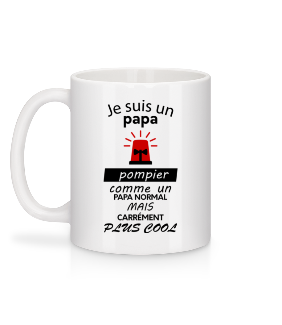 Papa Pompier Cool - Mug en céramique blanc - Blanc - Derrière