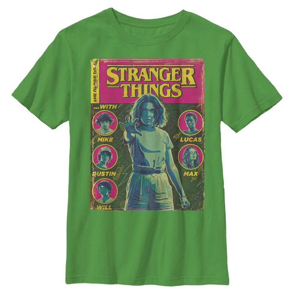 Aperçu: Netflix - Stranger Things - Skupina Comic Cover - Enfant T-shirt - Vert irlandais - Devant